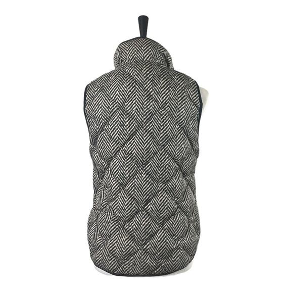 J.Crew Vest Down Filled Quilted Puffer Herringbone Black Tan Women’s Size Small - Picture 5 of 13
